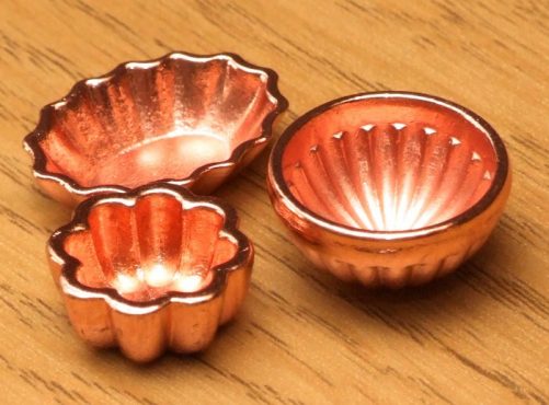 Dolls house copper jelly moulds