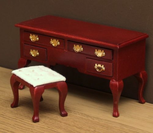 Dolls house dressing table with stool