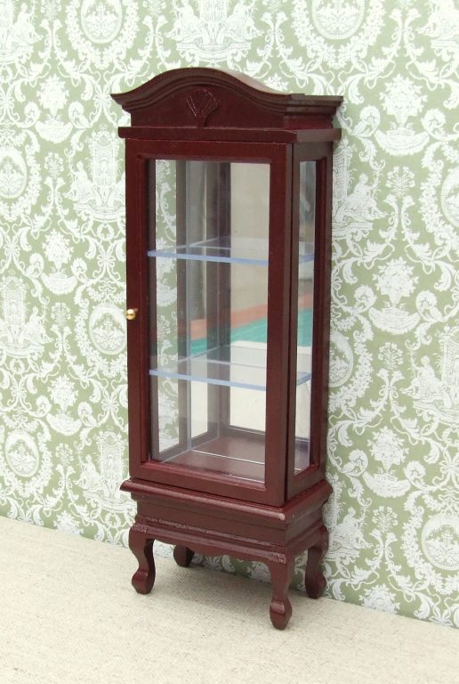 dolls house miniature mahogany display cabinet | wooden house miniatures
